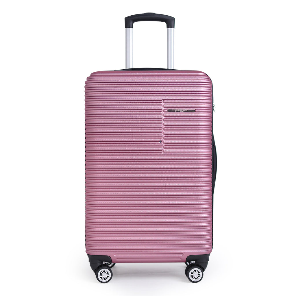 حقيبة سفر صلبة من البولي بروبيلين، خفيفة الوزن، مزودة بعجلات دوارة مزدوجة وقفل إدارة أمن النقل، ومجموعات أمتعة